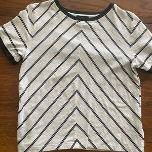 JCrew navy and white stripped boxy tee